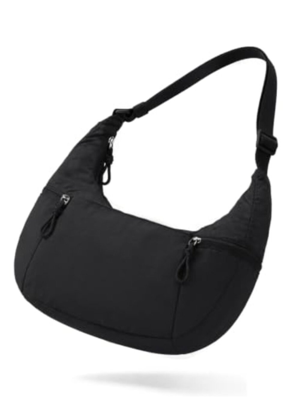 Nylon Crossbody Crescent Hobo Bag Lightweight Waterproof 7 Pockets